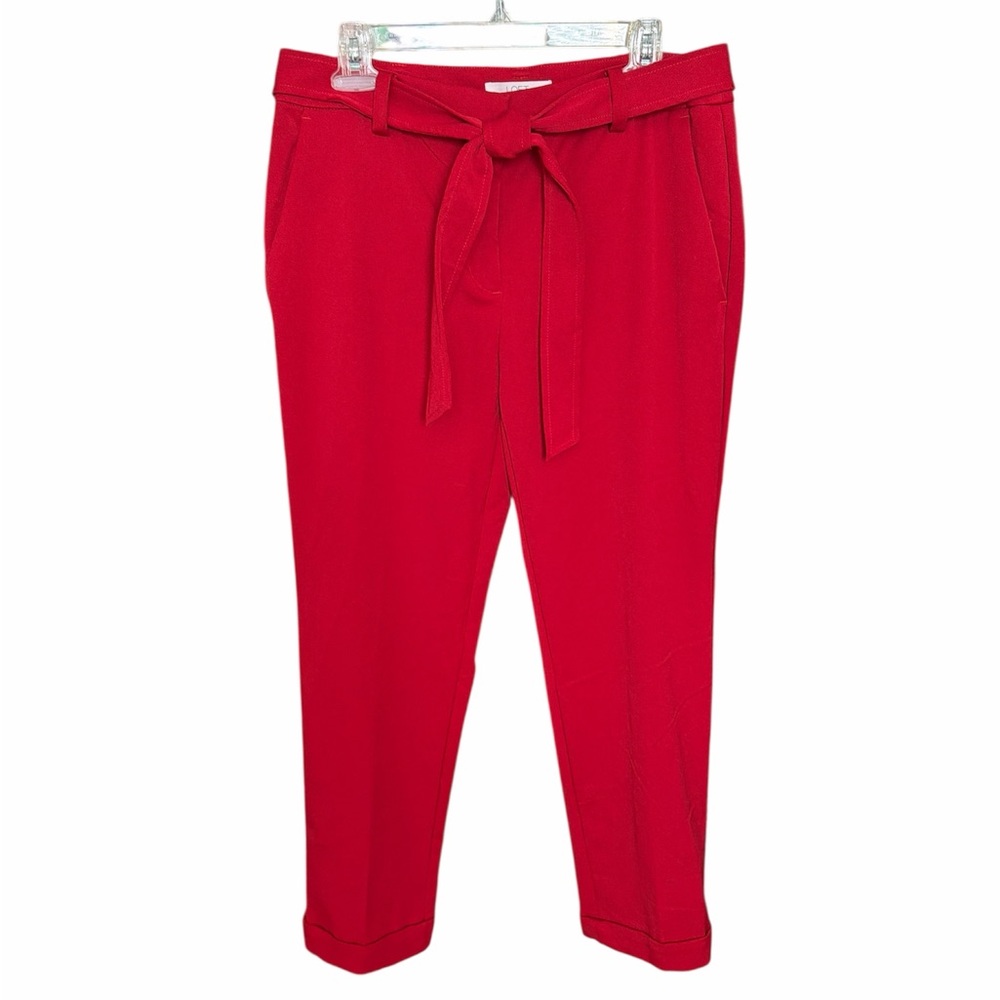 Loft‎ red waist tie dress pants size 6 work office classic event party holiday